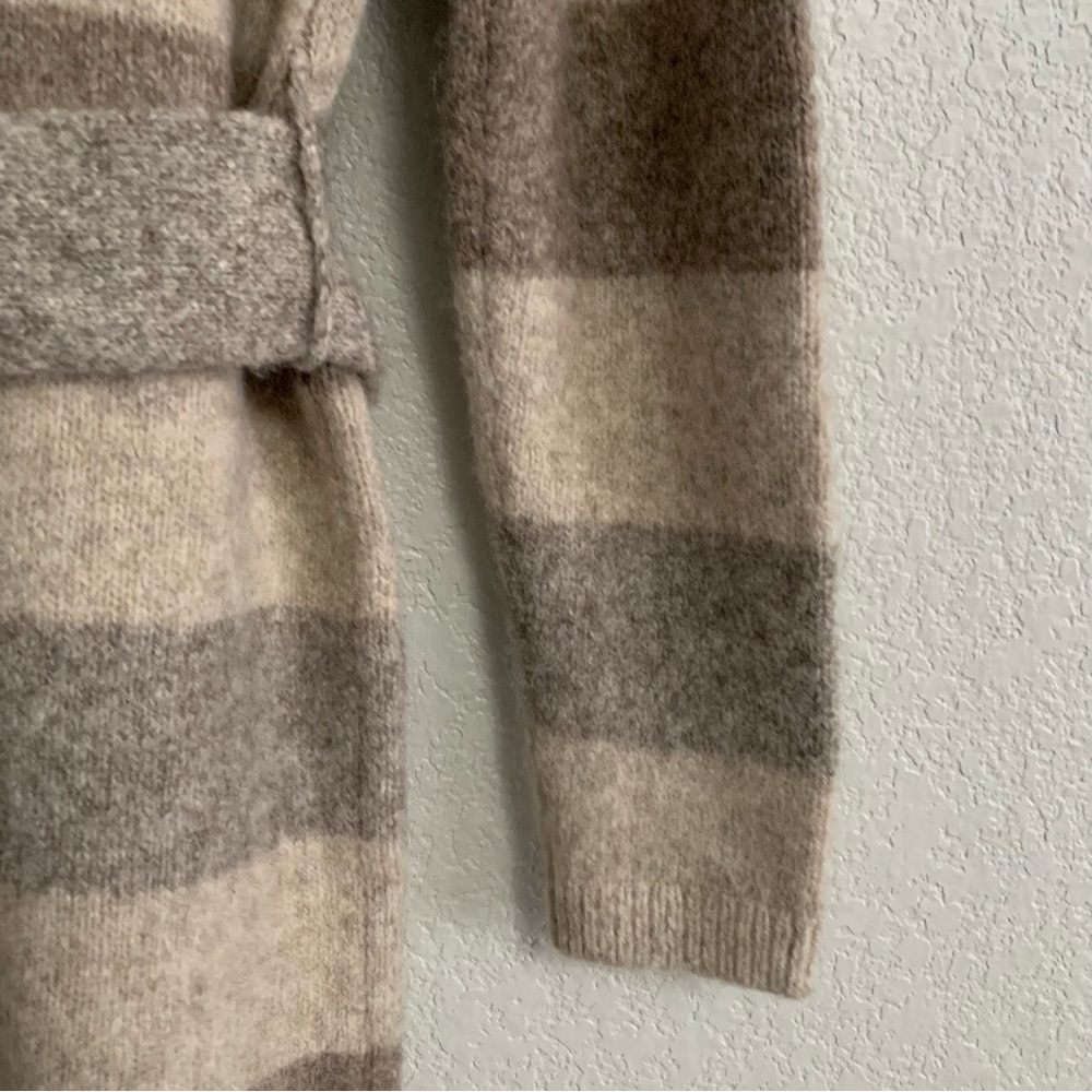 Jenni Kayne Belted Sweater Coat Cardigan Womens XS Wool Long Striped Pockets - Picture 13 of 16